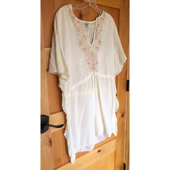 Free People Pastel Yellow Tunic Top Swim Cover Up Sz 10 MEDIUM Boho Festival M - Picture 4 of 7